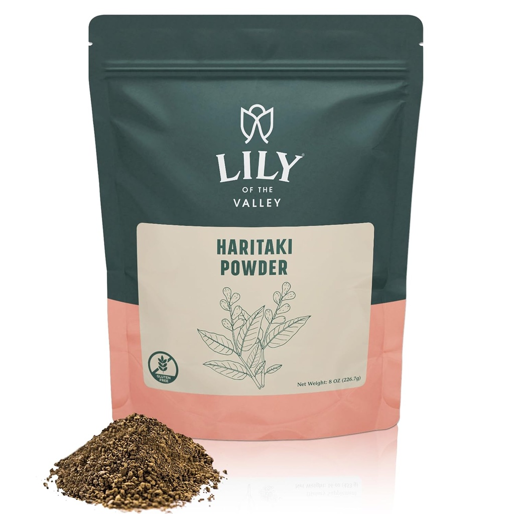 Lily of the Valley Haritaki Powder - Terminalia Chebula - Sourced from India - An Ayurvedic Herb - 100% Natural & No Added Preservating - Vegan & Gluten- Free (8oz, 226g) - Pakke May Vary