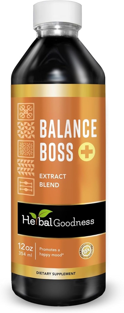 Herbal Goodness Happy Mood Support - St Johns Worth fremmer afspænding og Calmness, Rhodiola Rosea Balance Boss 12 Fl. oz