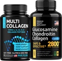 Ben & fælles støtte, sundt hår & negle - Multi Collagen kapsler 90pcs og Glucosamin kapsler 120pcs
