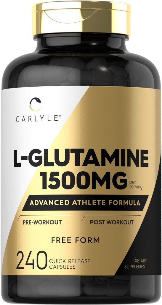 Carlyle L Glutamin Kapsler: 124; 1500mg; 124; 240 Greve: 124; Advanced Atlete Formel: 124; Pre and Post Workout: 124; Non- GMO, Gluten Free Supplement