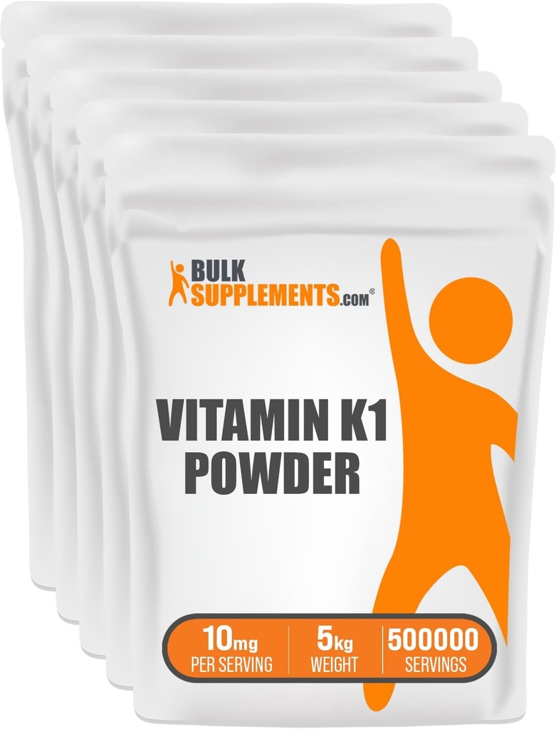 BulkSupplements.com Vitamin K1 Powder - Vitamin K1 supplement til ben og hjerte sundhed support - Gluten Free, 10mg per servering, 1kg (2,2 lbs) (Pack of 1)