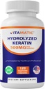Vitamin Hydrolyseret Keratin 500 mg per servering - 120 Vegetariske kapsler - Keratin Kosttilskud til sundt hår hud & negle til voksne