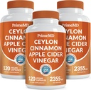 5-in-1 Ceylon kanel kapsler 2355mg - Ceylon kanel og æble cider eddike kapsler - gurkemeje og Panax Ginseng - kanel Kosttilskud med Bioperine (120ct, pakke med 3)