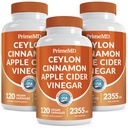 5-in-1 Ceylon kanel kapsler 2355mg - Ceylon kanel og æble cider eddike kapsler - gurkemeje og Panax Ginseng - kanel Kosttilskud med Bioperine (120ct, pakke med 3)