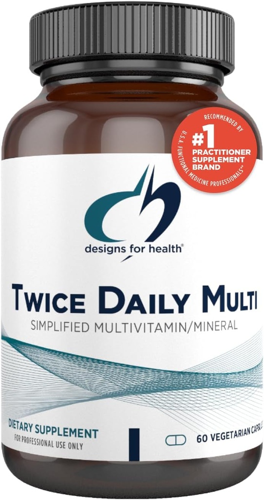 Designs for Health Methylated Multivitamin for Women & Men - Twice Daily Multimineral Supplement & Multivitamin Without Iron + Methylated B12 and Folate, Vitamin C, K, D, E + More (60 Capsules)