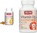 Jarrow Formulas Curcumin 95 500mg - Op til 120 Servere (Veggie Caps) & D3- vitamin 125 mcg (5000 IE) - 100 Servere (Softgels)