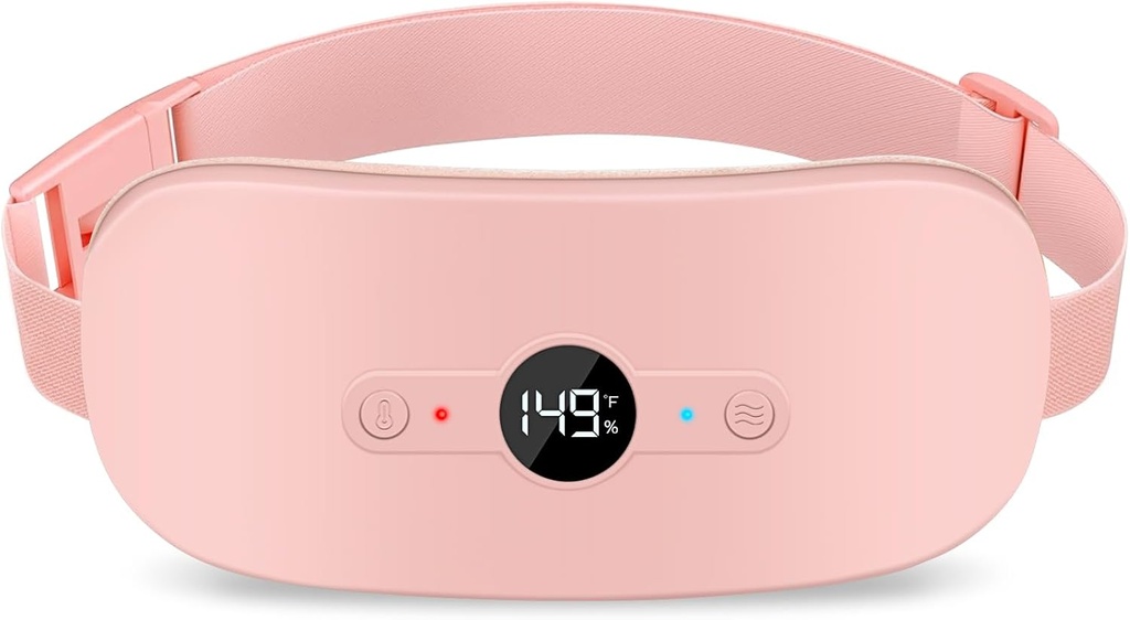 NOWWISH opvarmning Pad for Periode Cramp Pain Relief, Portable Electric Cordless Menstruel opvarmning Pad Genopladelig med 6 Varmeniveauer og 6 Massage Modes, Julegaver til kvinder Teen Girls, Pink