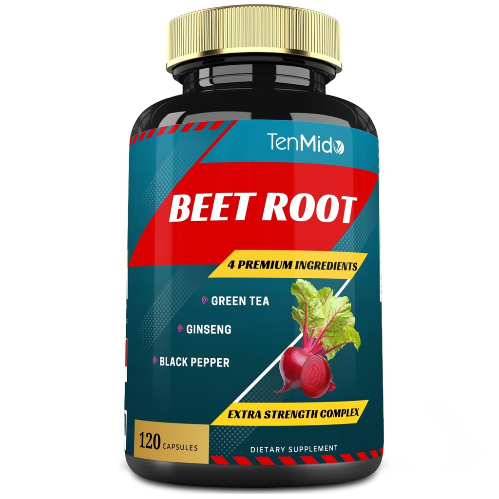 Beet Root Uddrag Kapsler, 4 Måneder Supply & Green Tea, Ginseng, Black Pepper Budd124; Øget energi, Atletisk Performance Support, Øger Stamina Budding124; Ernæringsmæssige træningstillæg