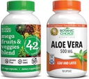 Botanic Choice Mega Fruits and Veggies Blend (60 kapsler) + Aloe Vera (180 kapsler) Bundle - Energy Balance & Superfood Supplement + fordøjelsesstøtte