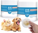 Hunde- og katteøjedræber - 240ct / 2pack Hundetåre Stain Remover Eye-vipper - med kamille & heks Hazel - 3.15 "Presoaked & textured PET-viskere til øjne