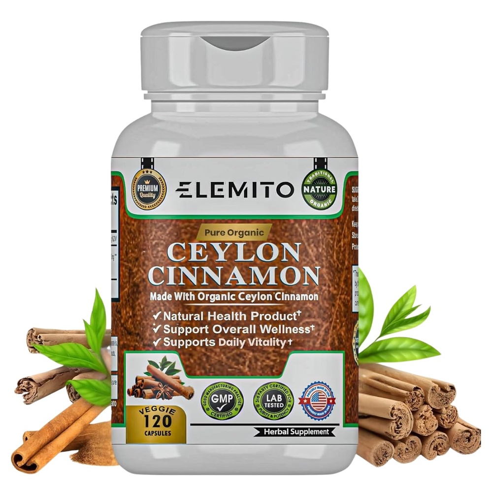 Ceylon kanel kapsler, energi, hjerte og stofskifte support, Certificeret Organisk Cylon kanel piller, non-GMO, Vegan, Gluten- fri - 120 kapsler