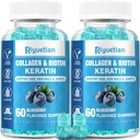 Biotin Gummies 15000mcg med collagen til voksne kvinder & mænd - Hår, hud & negle Gummies med biotin - Collagen til kvinder - Vegan, non-GMO, hårvitaminer - 120 Greve, 2 Pack