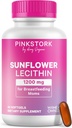 Pink Stork Sunflower Lecithin Supplement - 1200 mg for cogged Milk Ducks - Amning Essentials for Postpartum Moms - Understøtter Breast Milk Flow - 60 Softgels