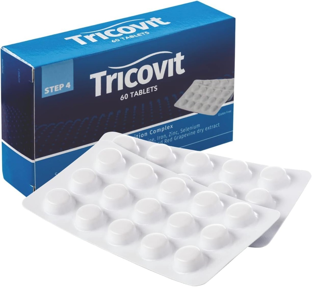 Tricovit hårvækst supplement - Negle & hår sundhed vitaminer med Aminosyrer, mineraler & antioxidanter - Dermatologist-Formuleret & Gluten- fri vitaminer og kosttilskud til kvinder & mænd (60 tabletter)