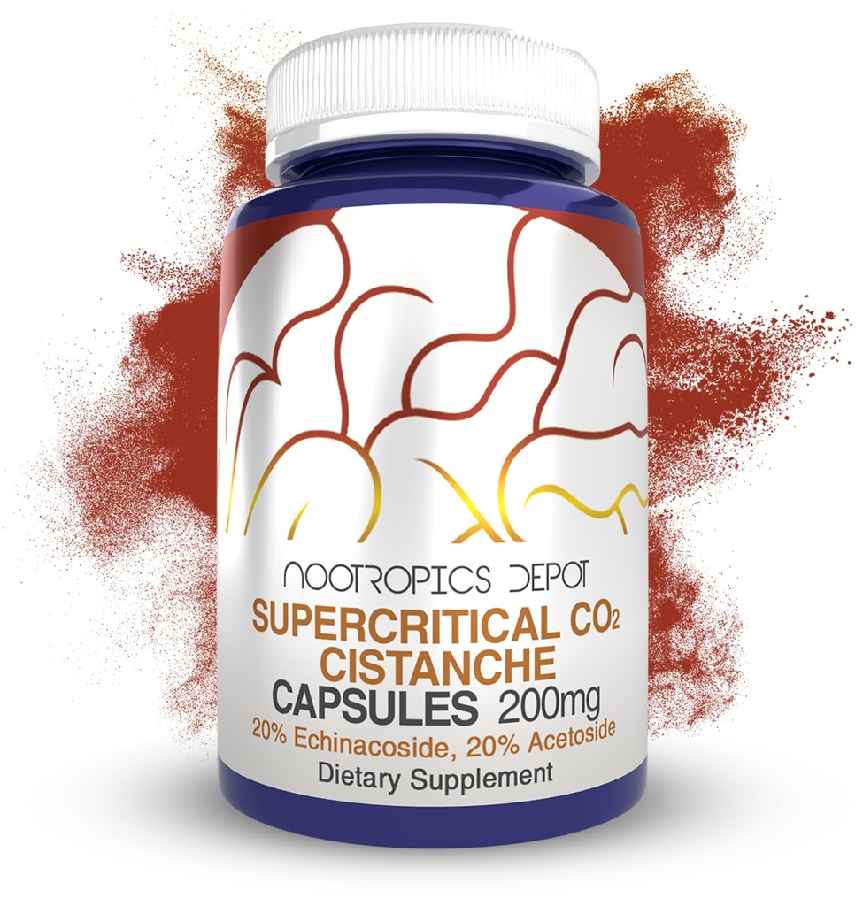 Nootropics Depot Cistanche Superkritisk CO2 ekstrakt Kapsler 124; 20% Echinacosid + 20% Verbascosid (Acetoside)
