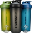 Hydra Cup [3 Pack] 45 Ounce Shaker Bottles for Protein Shakes, Jumbo Shaker Cups with Ball Blender Whisk, Extra Large Bottle with Handle (Dark Colors)