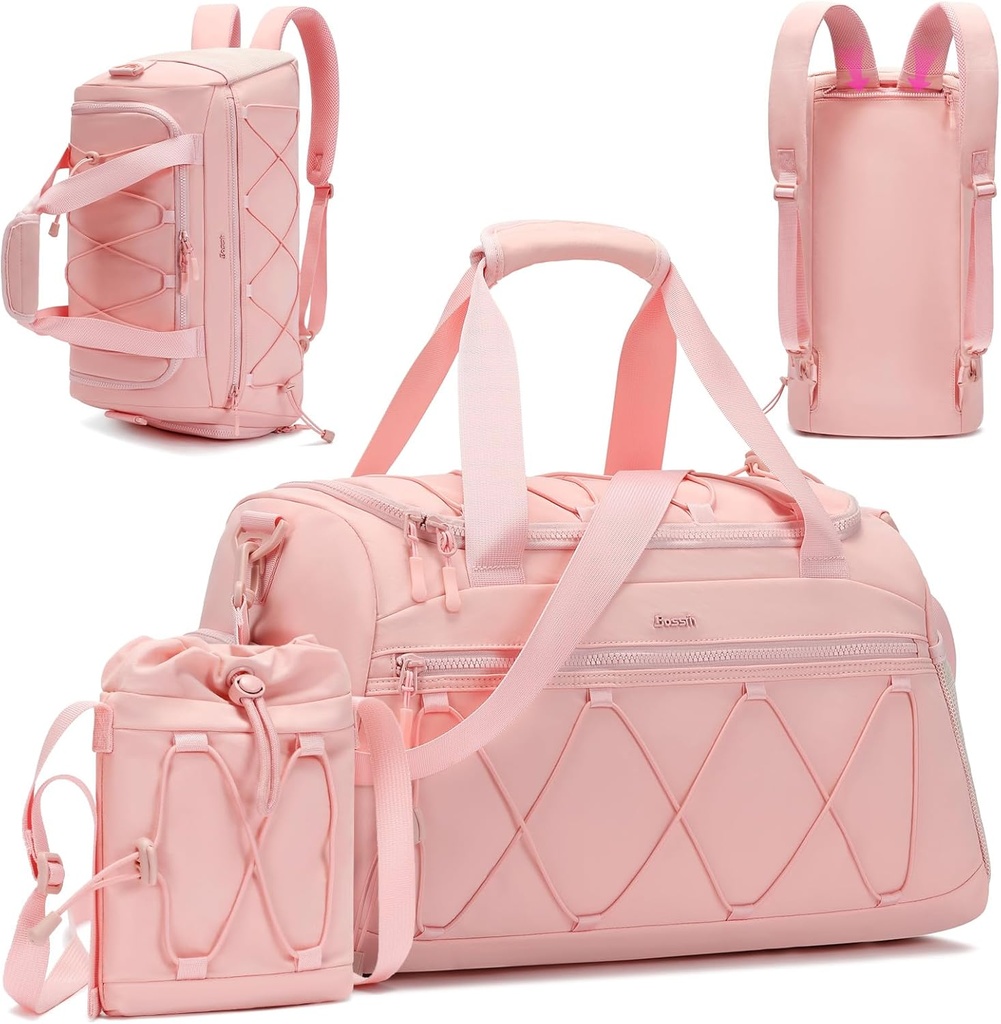 Pink Women 's 40L Gym Duffel med Shoe Segment - Carry On Weekender Overnight Bag - Personlig element rejse workout Tote