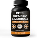 Gurkemeje & Moringa (365 kapsler) Ingen Magnesium eller Rice Fillers, Altid Pure, Lab Verified
