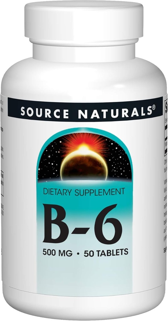 Source Naturals Vitamin B-6, 500 mg Immune System Support - 50 Tablets