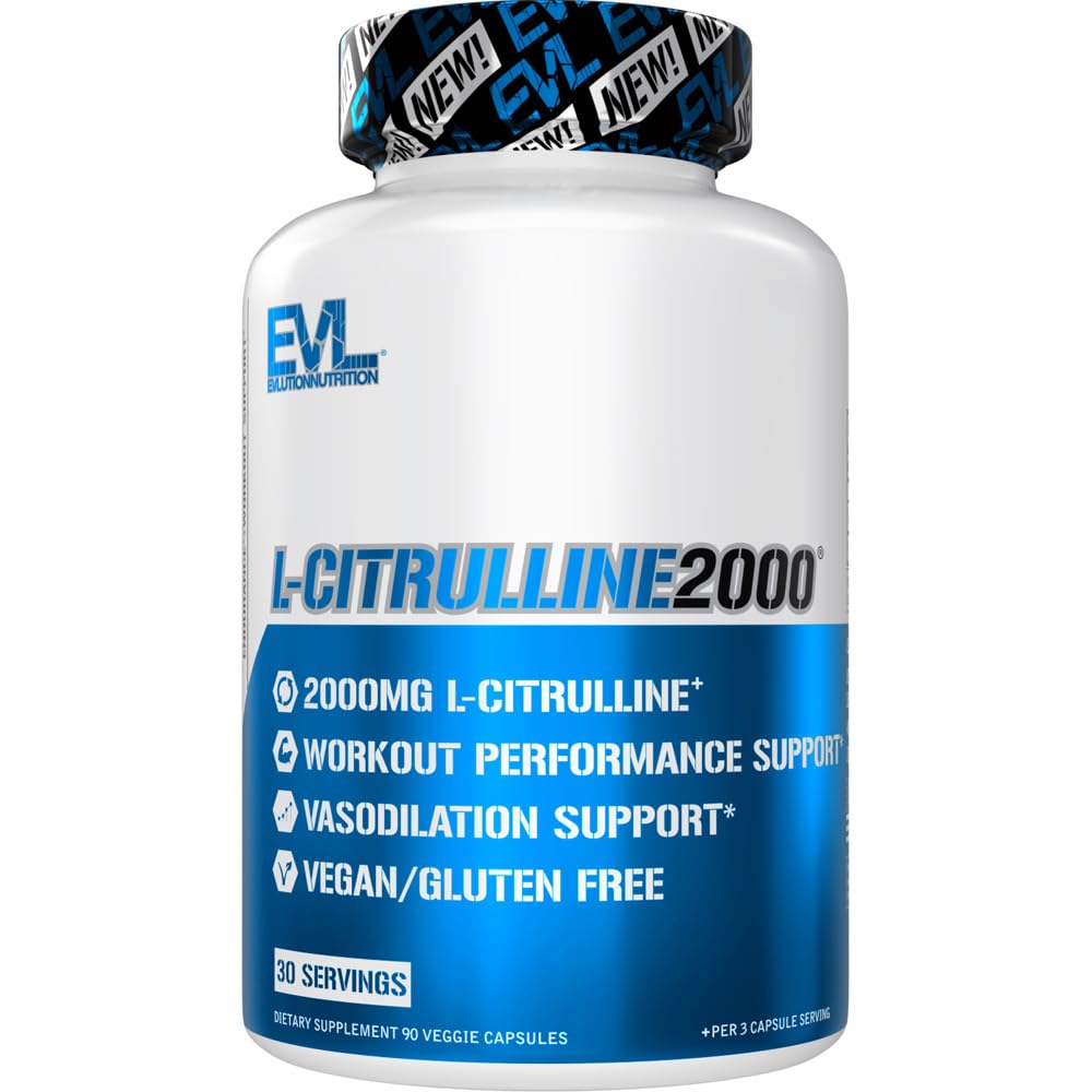Evolution L- Citrulline2000 Nitrooxide Supplement for mænd Nutrition High Strength L Citrulline Kapsler for Forbedret Muskel Styrke Inddrivelse og Intensive Pumper - Plant baseret Nitrooxide Booster