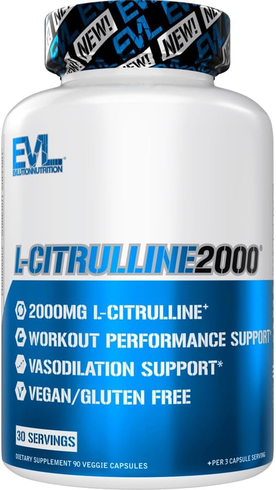 Evolution L- Citrulline2000 Nitrooxide Supplement for mænd Nutrition High Strength L Citrulline Kapsler for Forbedret Muskel Styrke Inddrivelse og Intensive Pumper - Plant baseret Nitrooxide Booster
