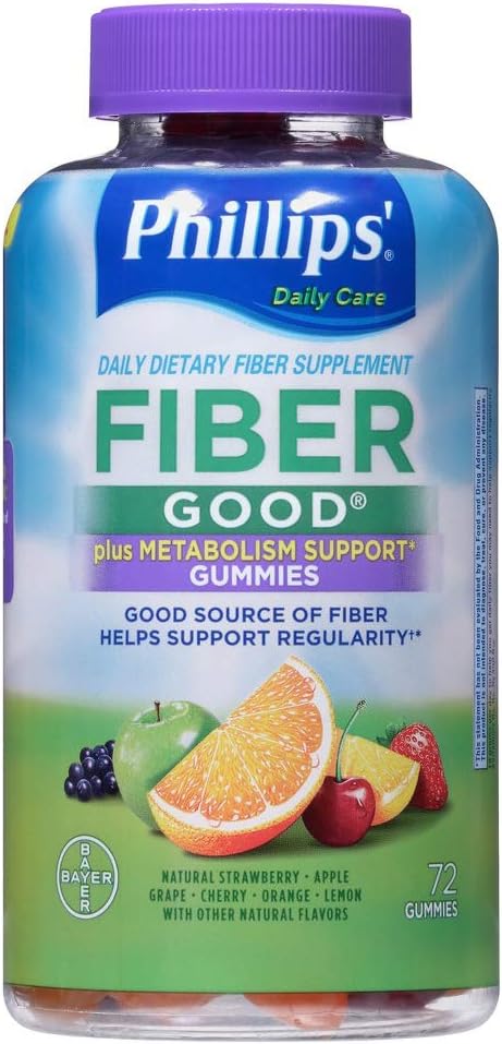 Phillips 'Fiber Good Gummies Plus Metabolisme Support - Inulin opløselig Fiber - B Vitamin & Chrom til at hjælpe med at understøtte Metabolisme - 72Count