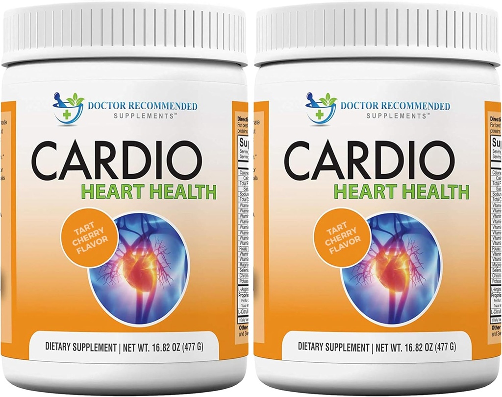 DOCTORHENSTILLEDE TILLÆG Cardio Heart Health Powder - L- Arginin Supplement 5000mg & L- Citrullin 1000mg, Tart Cherry Flavor (pakning med 2- 16,82 oz / 33.64 oz)