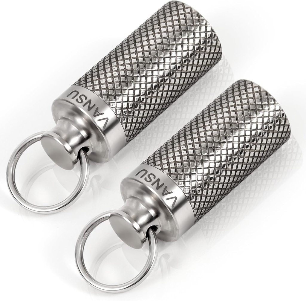 Titanium vandtæt Keychain Pill Holder Container, Portable Mini størrelse Pill Box Case for Udendørs Rejser Campingpladser 2 Pakke
