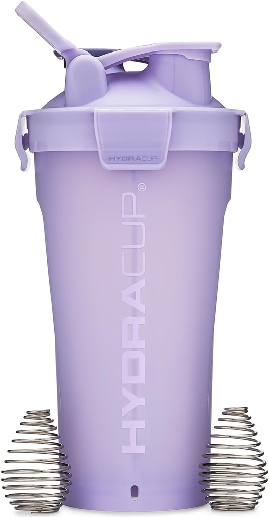 Hydra Cup DualShaker Pro 32 oz Shaker Flaske til Protein Shakes, Shaker Cup w / Handle & Ball Blender Whisks, Dobbelt blanding Shaker Flaske med opbevaring, 2 i 1, for rejser til at gå, BPA Free (Purple)