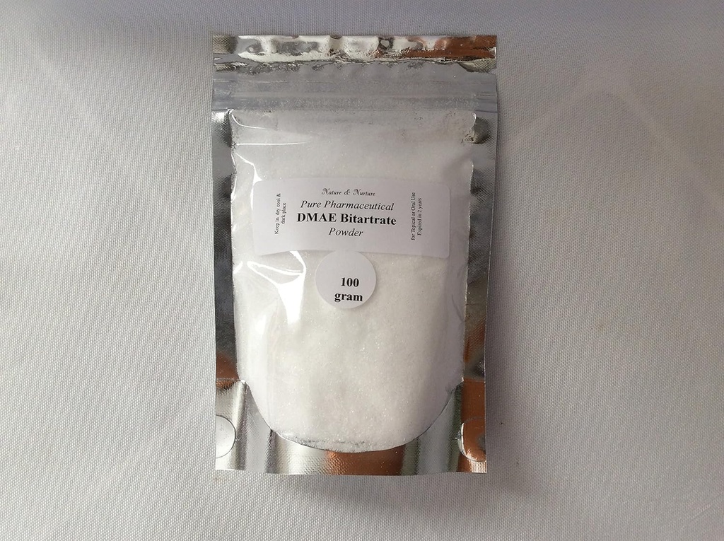DMAE Bitartrat Pulver: Pure (100 gram) Hud Stramning, Rynke Reducerende Topical / Oral