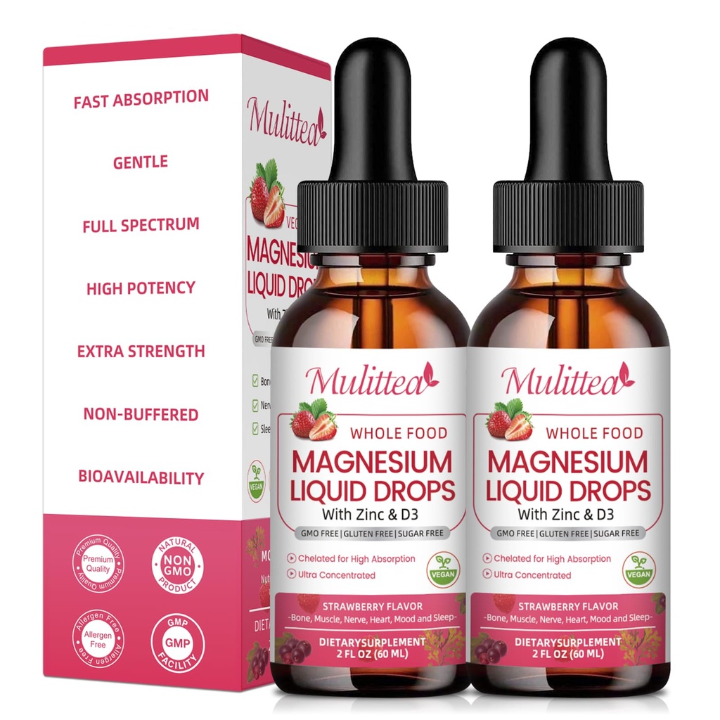 Magnesium Glycinat Flydende, høj potens Magnesium Glycinat, Citrat, Sukker fri Vegansk Non- GMO Complex Supplement Promoes Nerv, Afslapning, Muskel, Søvnstøtte *