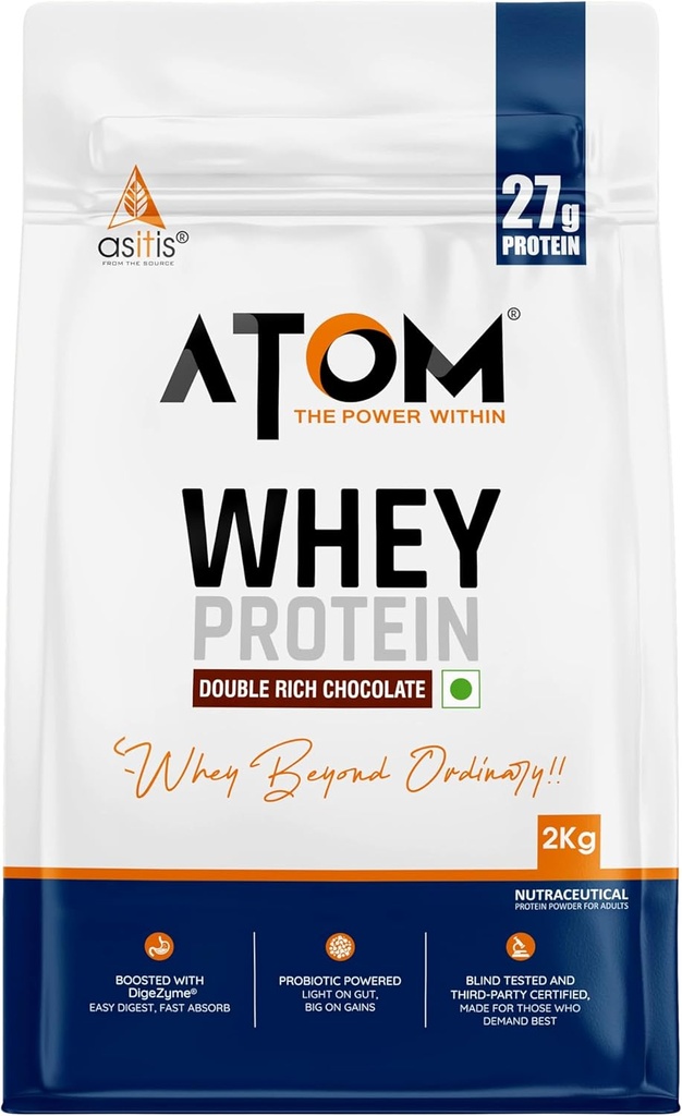 Asitis Nutrition AS- IT- er Atom Whey Protein 2kg / 70.5 Oz med fordøjelsesfremmende enzymer
