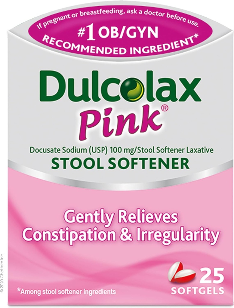 Dulcolax Pink Afføringsmiddel, Docusatnatrium, 100 mg Soft Gel Tablets, 25 Greve