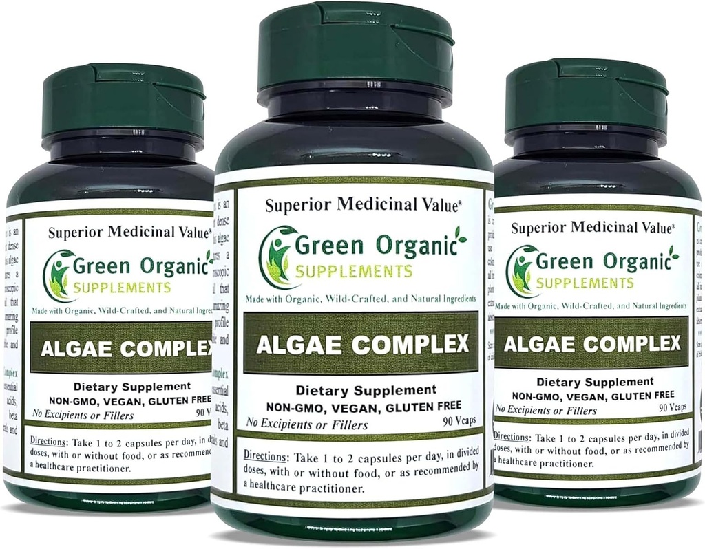 Alger, Fucoidan, Blue Green Algae, Kelp, Bladderwrack, Chlorella, Spirulina, Irish Moss, Dulse, 90 VCs, High Absorbable, Non- GMO, Gluten- Free (Pack of 3)