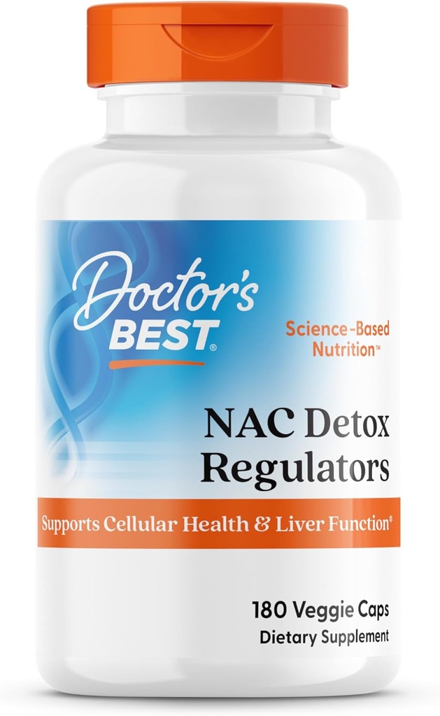 Doctor 's Best Nac Detox Regulatorer med seleno excell, Non- GMO, Vegetar, Gluten & Soy Free, 180 Veggie Caps, 180Count