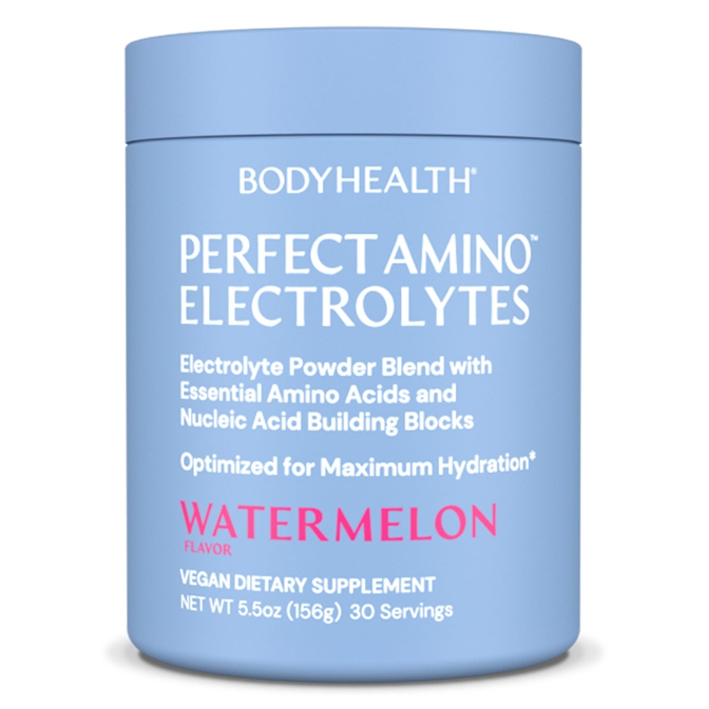 BodyHealth PerfectAmino Electrolytes Powder No Sugar, Keto Sugar Free Fasting Electrolytes Drink Mix, Hydration Powder with Trace Minerals - Watermelon - 30 Servere