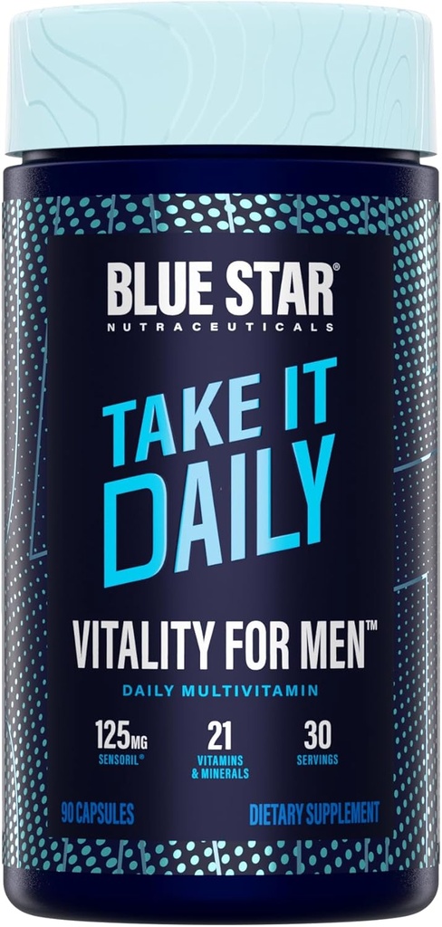 Blå stjerne Nutracatives Vitality for Mænd - Multivitamin & Mineral Formel for Mænd, der Træning, w / Ashwagandha og B-Vitamin - Energi Du vil bemærke - 90 Veggie Kapsler