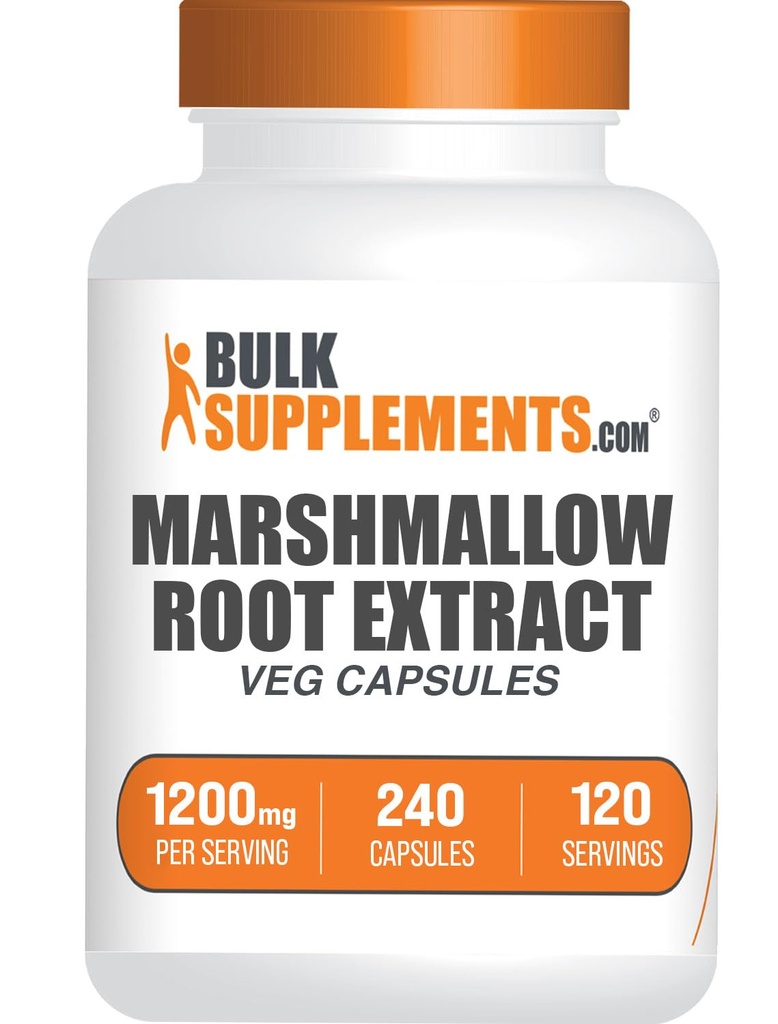 BulkSupplements.com Marshmallow Root Extract Kapsler - Urtetilskud, Marhmallow Root 1200mg - Gluten Free, 2 Kapsler pr Servering, 240 Greve (pakke med 1)