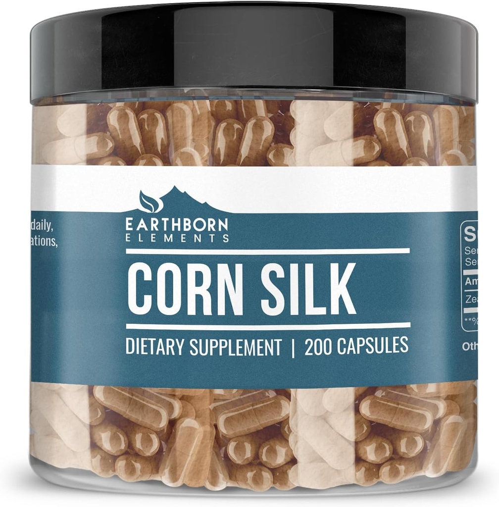 Earthborn Elements Corn Silk Extract 200 Capsules, Pure & Undiluted, No Additives