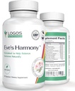 Eve 's Harmony Menopause Supplement, Hormone Support til kvinder med Soy Isoflavoner, Black Cohosh & Red Raspberry, Non- GMO Natural PMS & Menopausale Symptom Support, 60 kapsler