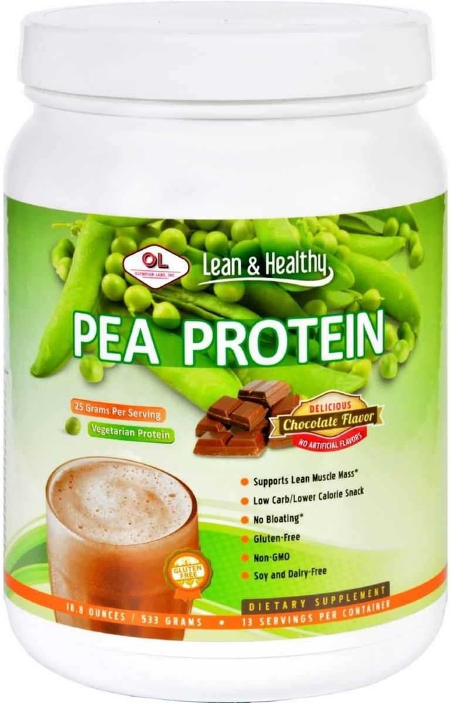 Olympianske Labs Pea Protein Shake, Chokolade, Lille, 18.8 Ounce