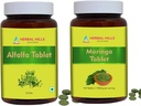 HERBAL HILLS Alfalfa Tablet og Moringa Leaf Tablet Pakning med 2 Combo