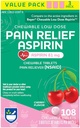 Rite Aid Voksen lav dosis Aspirin 81 mg, tyggetabletter Smerte Reliever, Cherry Flavor, 3 flasker, 36 greve hver (108 Tæl i alt)