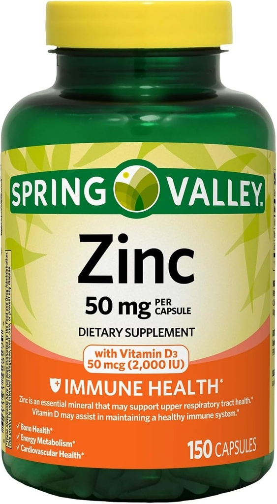 ij Zink med D-vitamin kapsler Kosttilskud, 50 mg, 150 Tælling