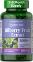 Puritans pride Premium Bilberry Fruit Extract 250 mg (1000mg Ækvivalent), 4: 1 Koncentreret Herbal Supplement, C-vitamin, 3 til 6 Måned Supply, 180 Rapid Release Softels (Packaging May Vary)