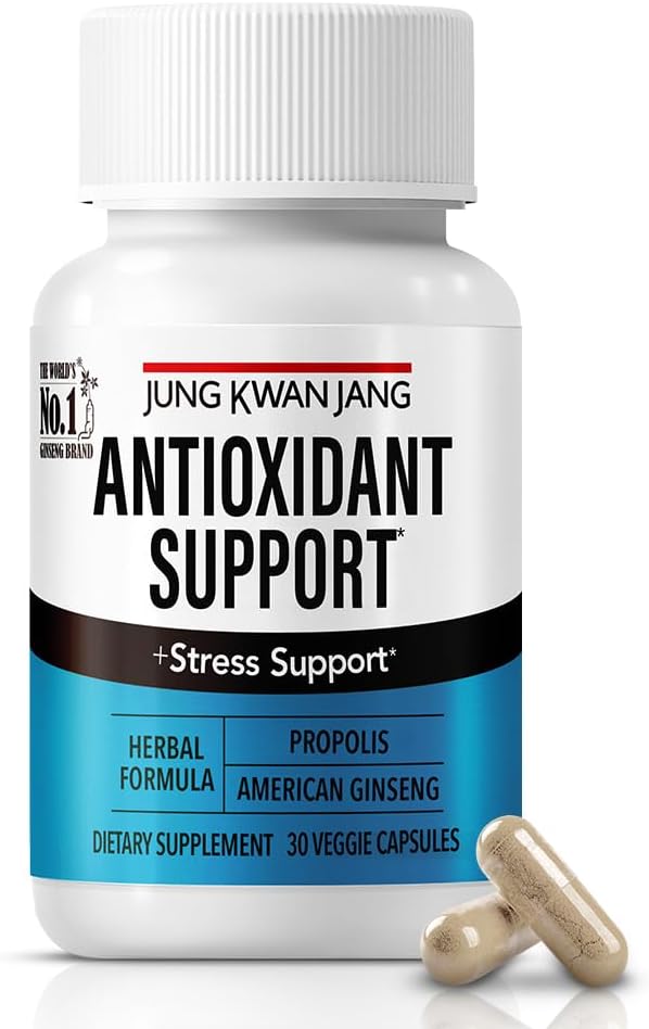 JungKwanJang Antioxidant Support Blend - Boost Immunitet og energi med Propolis (229mg) og American Ginseng (143mg), 30 kapsler til mænd og kvinder