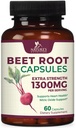 Beet Root Capsules 1300mg - Extra Strength Red Beetroot Powder Supplement - Understøtter nitrogenoxid produktion, hjerte sundhed & naturlig energi - non-GMO, Vegan, Gluten Free - 60 Veggie Capsules
