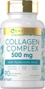 Carlyle collagen piller med Hyaluronsyre 500mg • 124; 90 Kapsler • 124; Hydrolyzed collagen Supplement • 124; Non- GMO, Gluten Free