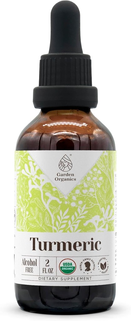Gurkemeje USDA Organic Alcohol- Free Extract Б124; Kosttilskud, højpotens Tincture Б124; Naturlig Certificeret Økologisk Gurkemeje (Curcuma Longa) Tørret rod (2 oz)