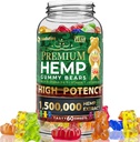 WELLUTION Hamp Gummies - Høj potens 1.500.000 MCG - Naturlig Fruit Bear for afspænding og fred - Fast- Fungerende - 60kt